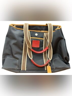 Vintage Coach Hamptons Nylon & Leather Weekend Tote Bag - Navy/Tan/Red